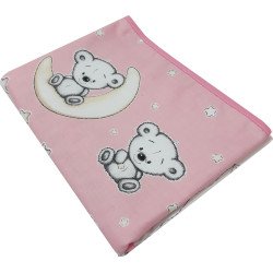 Paturica de vara din bumbac bufnite roz