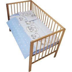 Lenjerie patut bebe cu 3 piese ursuletul pe semiluna albastru