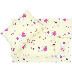 Fata de perna si plapuma din bumbac bufnite roz 100x135cm, 40x50 cm