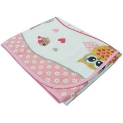 Paturica din bumbac bufnite roz